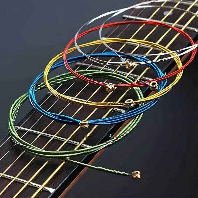 6-Piece Vibrant Color Guitar Strings for Acoustic Guitar Durable Rust-Resistant
