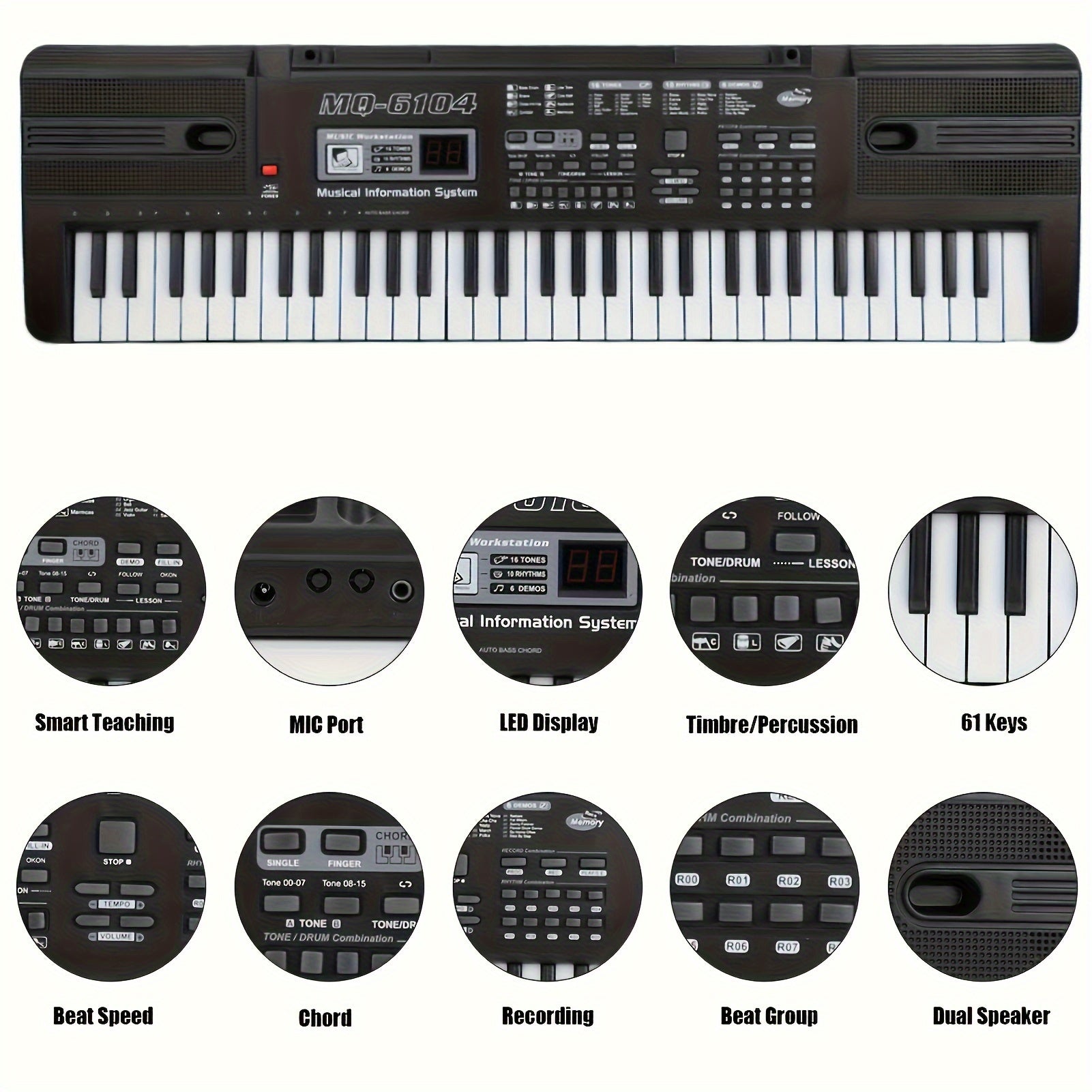 Kids Electronic Keyboard Piano for Children Ages 3-12 with Microphone Black Interactive Learning
