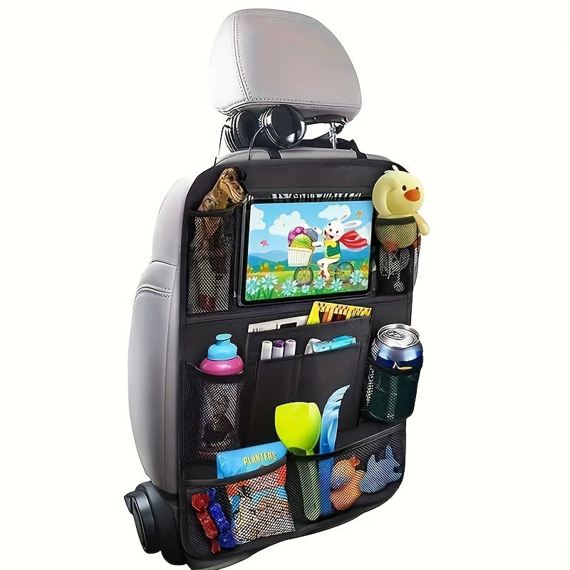 Multi-Pocket Car Seat Back Organizer with Tablet Holder Durable Mesh