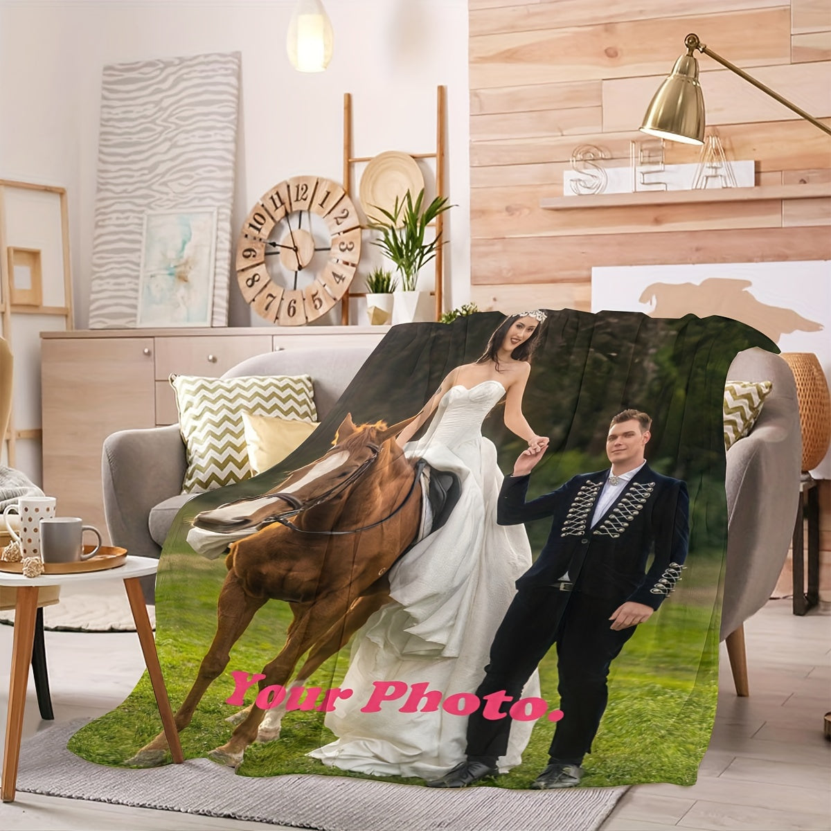 Personalized Digital Print Flannel Blanket Cozy Soft All-Season Gift