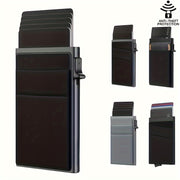 Men's Black Aluminum RFID Wallet with Dual Layer Back and Card Holder