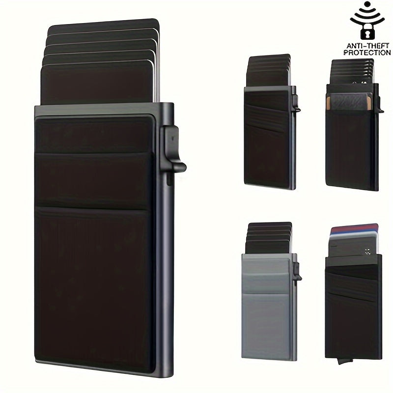 Men's Black Aluminum RFID Wallet with Dual Layer Back and Card Holder