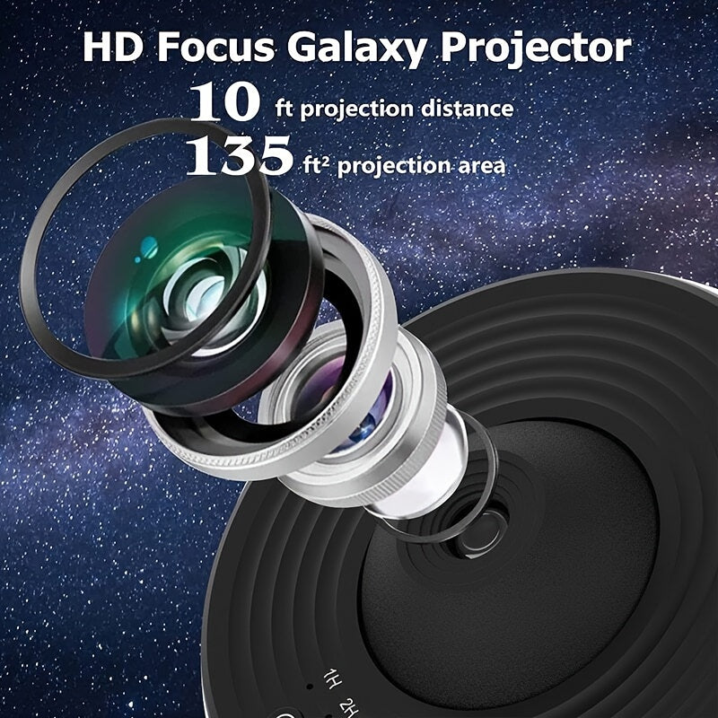 Galaxy Projector Light with 360° Rotation and 12 HD Star Film for Bedroom Decor
