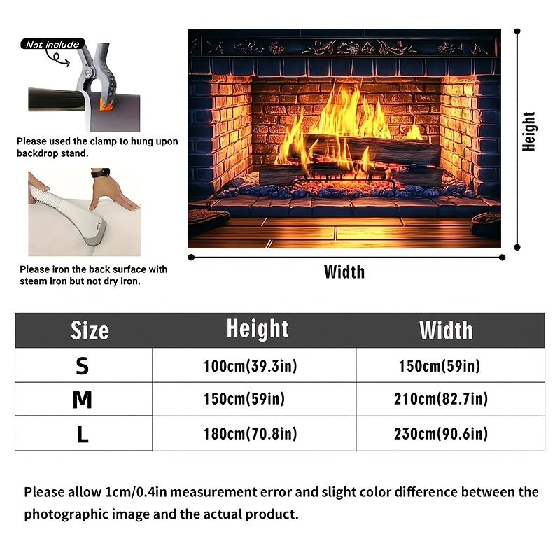 Giant 3D Fireplace Backdrop Red Brick Design Polyester Indoor Decor Multiple Sizes