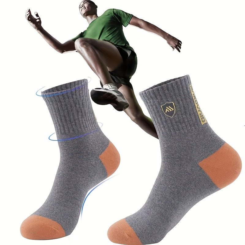 Men's Sports Socks 5 Pairs Breathable Polyester Geometric Pattern EU 38-43 for Spring and Fall