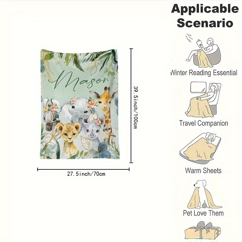Cozy Flannel Throw Blanket with Custom Elephant Pattern Personalized Soft All-Season Gift