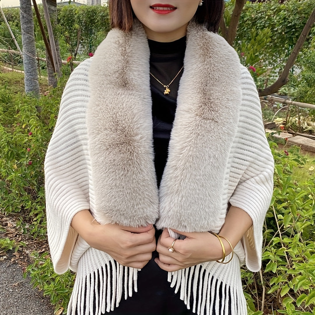 Women's Faux Fur Shawl Warm Windproof Autumn Winter Casual Wrap