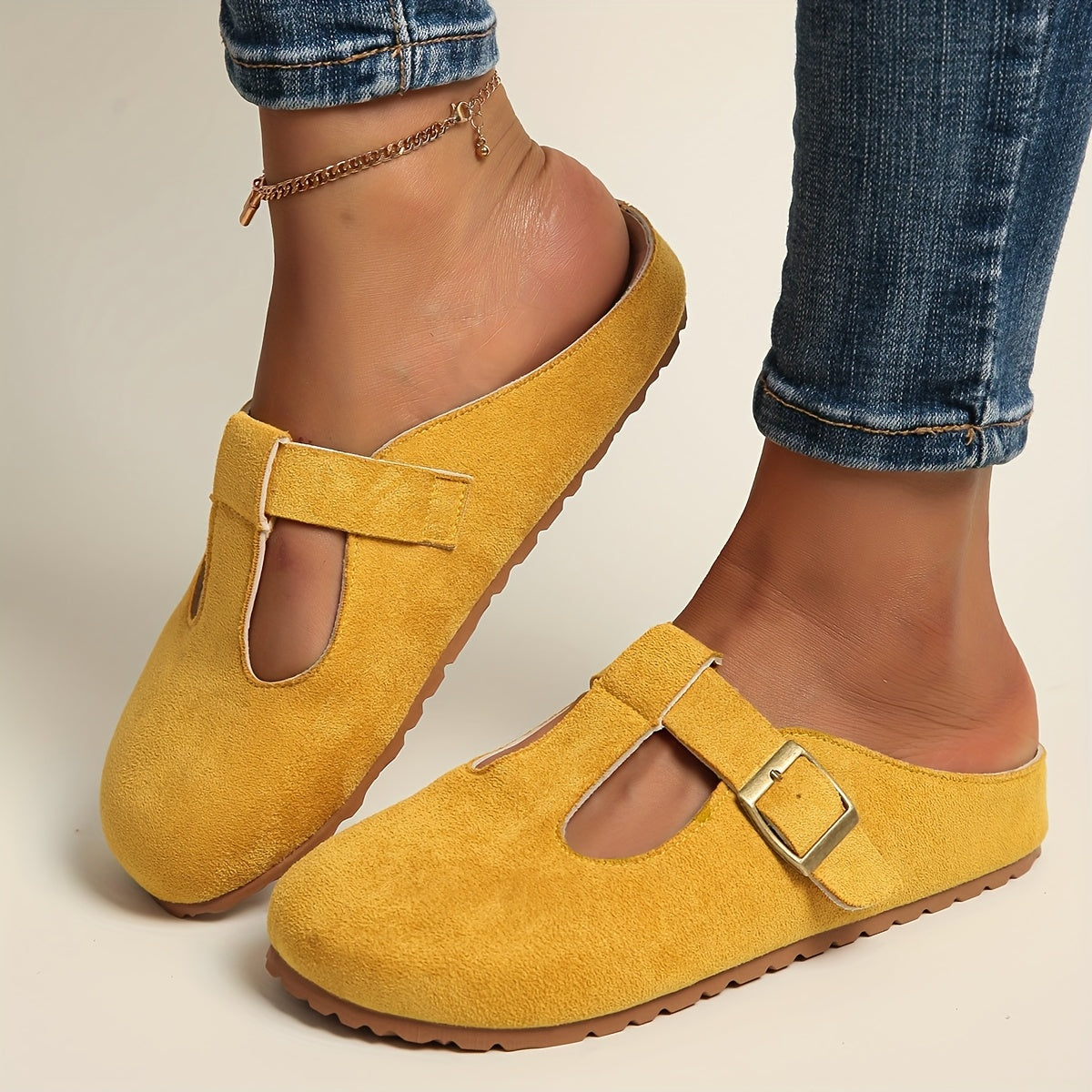 Women's Beige Slip-On Shoes with Cushioned Platform for All-Day Comfort