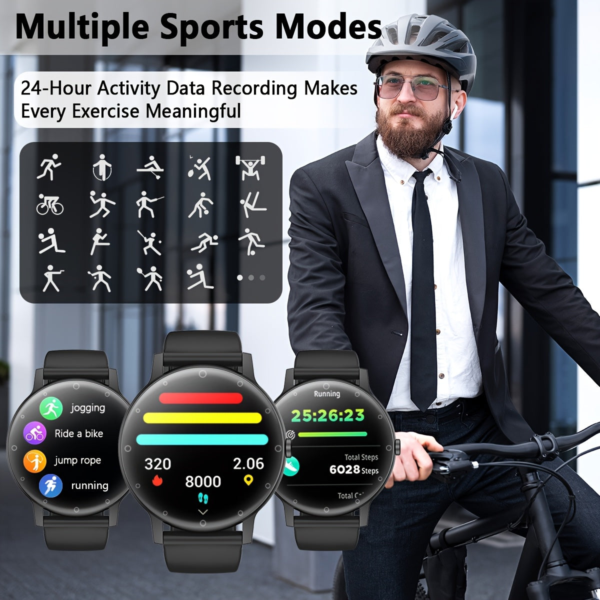 Full Touch Smart Watch with Sleep Tracker Pedometer Music Control and Sport Modes for Android and iOS