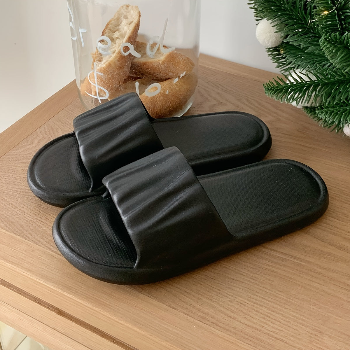 Women's EVA Slip-On Slippers, Anti-Slip, Odor-Resistant, Beige Indoor Shoes