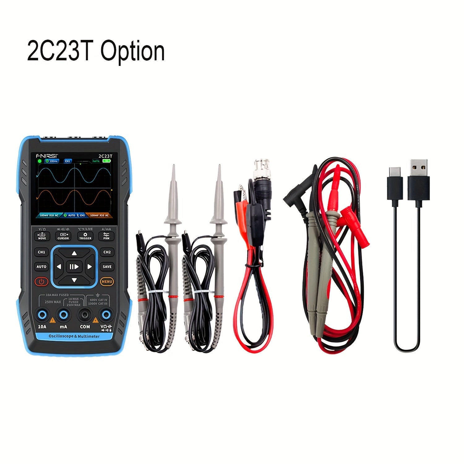 Handheld Digital Oscilloscope Multimeter with Signal Generator Dual-Track 10MHz 50Ms/S