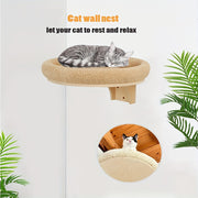 Modern Raw Wood Wall-Mounted Cat Bed for Indoor Cats