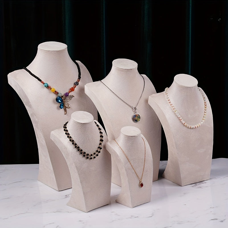 Zargarlik buyumlarini namoyish qilish uchun taqinchoqlar va zanjirlar uchun stand, guruch rangli velvettan tayyorlangan, H-shaklidagi portret modeli