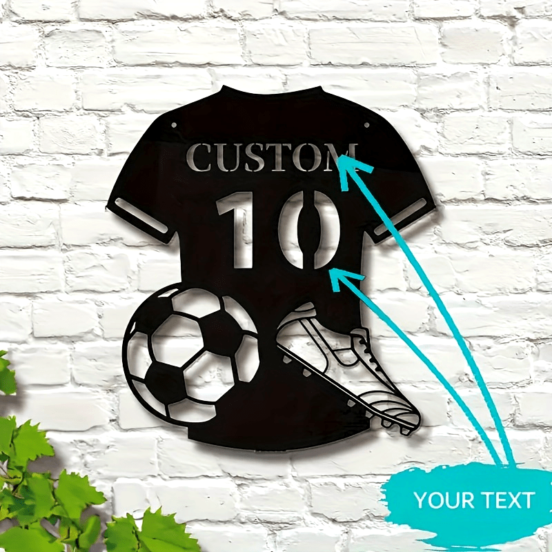 Custom Metal Wall Art Soccer Jersey Decor Reusable Matte Black Gift