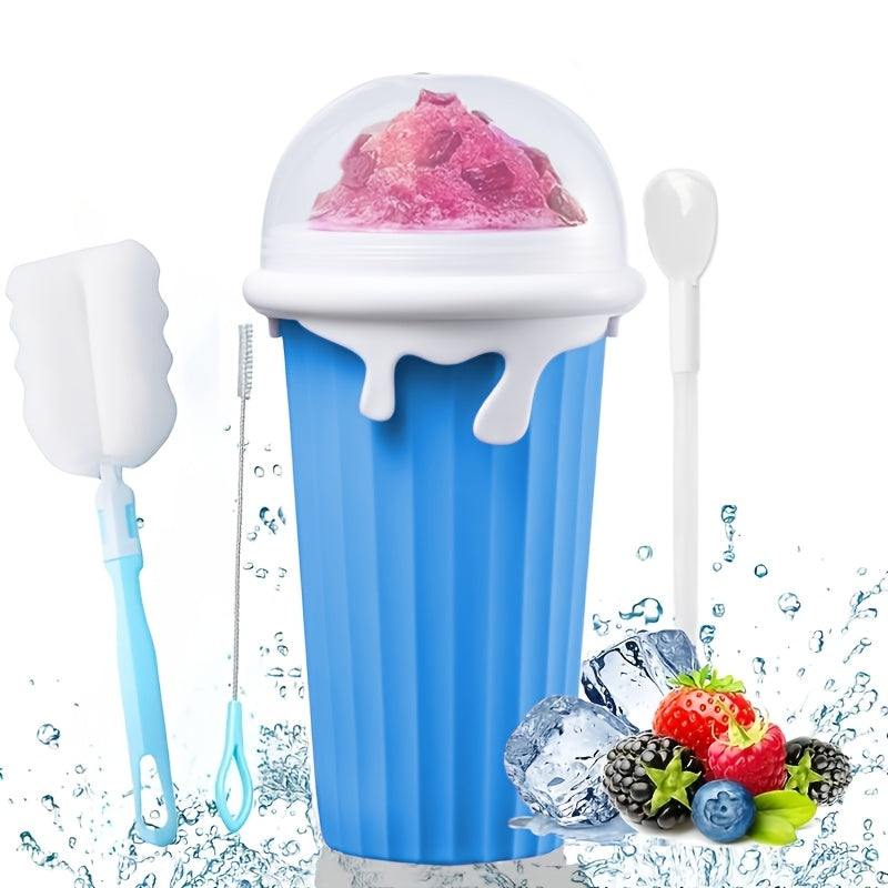 Silicone Slushie Maker Cup 16.9oz qopqog' bilan, quvur tozalagich, sharob va muzqaymoq uchun portativ