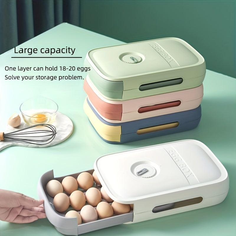 Caja de almacenamiento de huevos apilable de plástico para frescura en la cocina