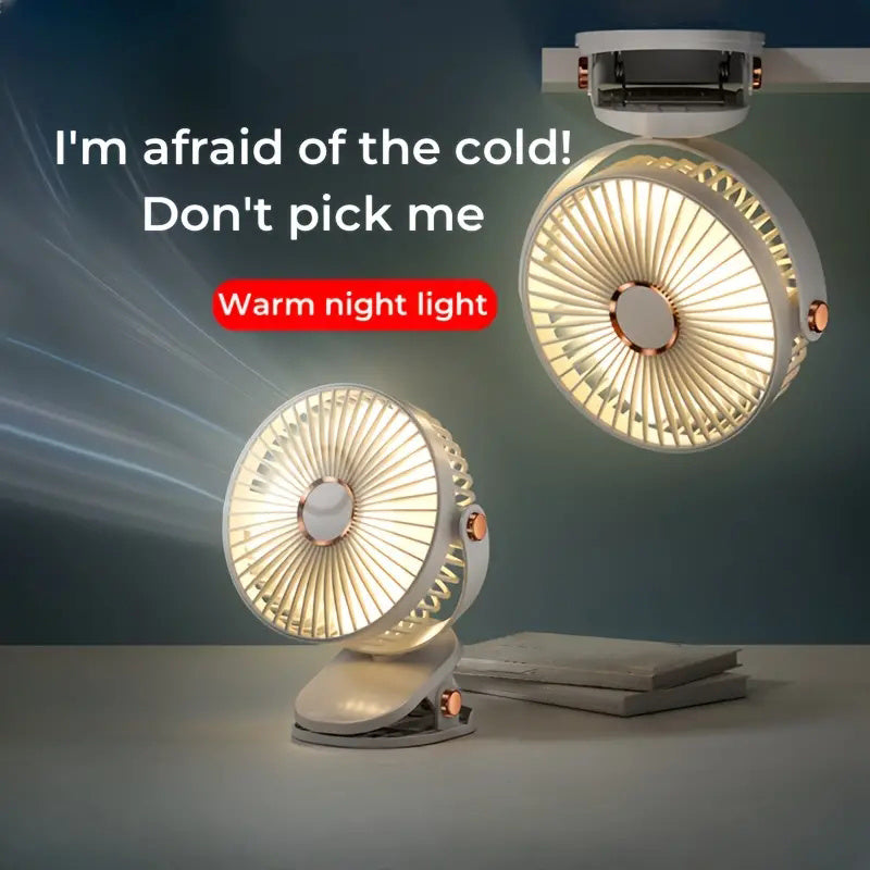 Portable USB Desk Fan with 5-Speed Adjustable, 720° Rotation, Quiet Clip Design