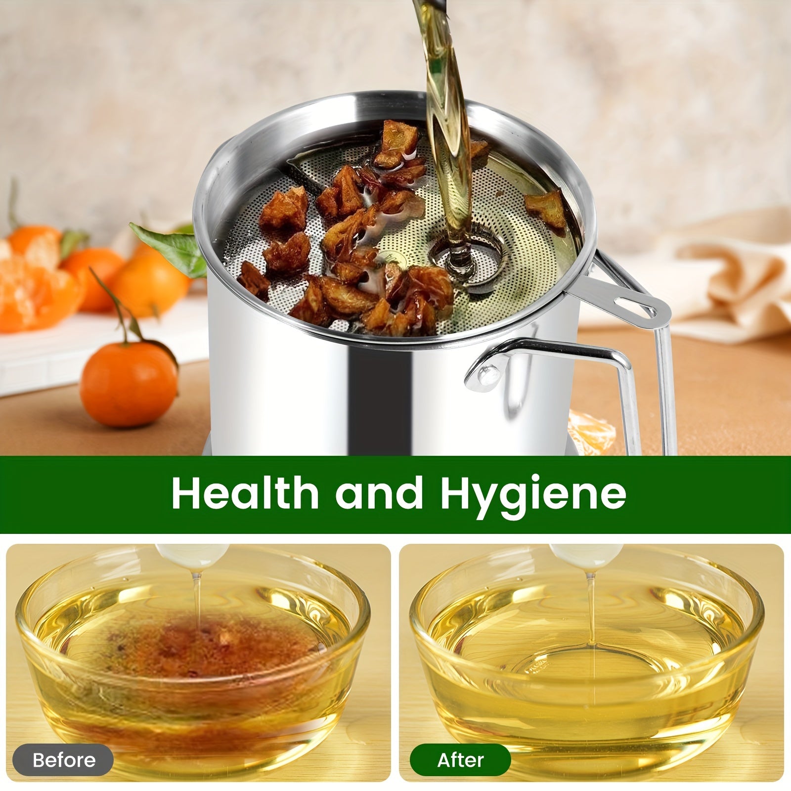 Uyda neft saqlash tanki filtr bilan, zanglamaydigan po'latdan yasalgan neft idishi - 1 dona, oshxona neft qoldiqlari filtr, neft tanki filtr va saqlash idishi