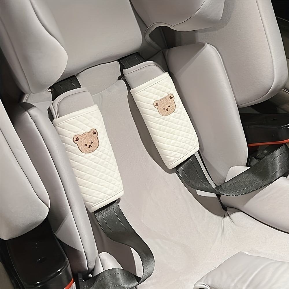 Baby Safety Seat Shoulder Strap Cover Cartoon Bear Soft Cushion for Strollers and Car Seats