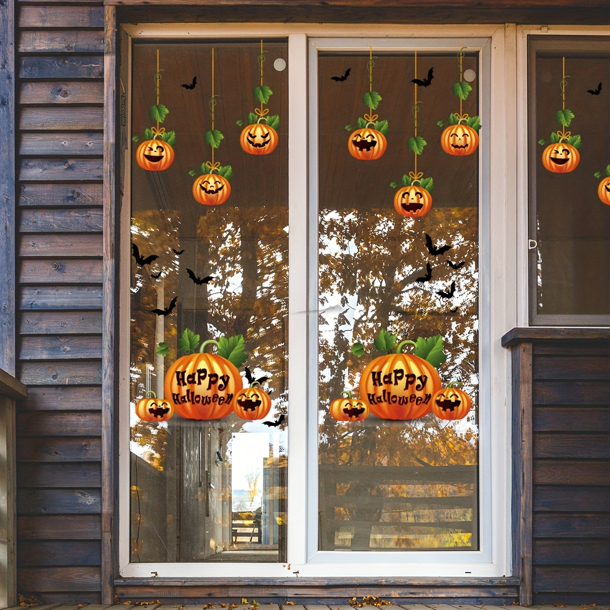 Halloween Pumpkin Static Window Stickers Double-Sided Festive Decor