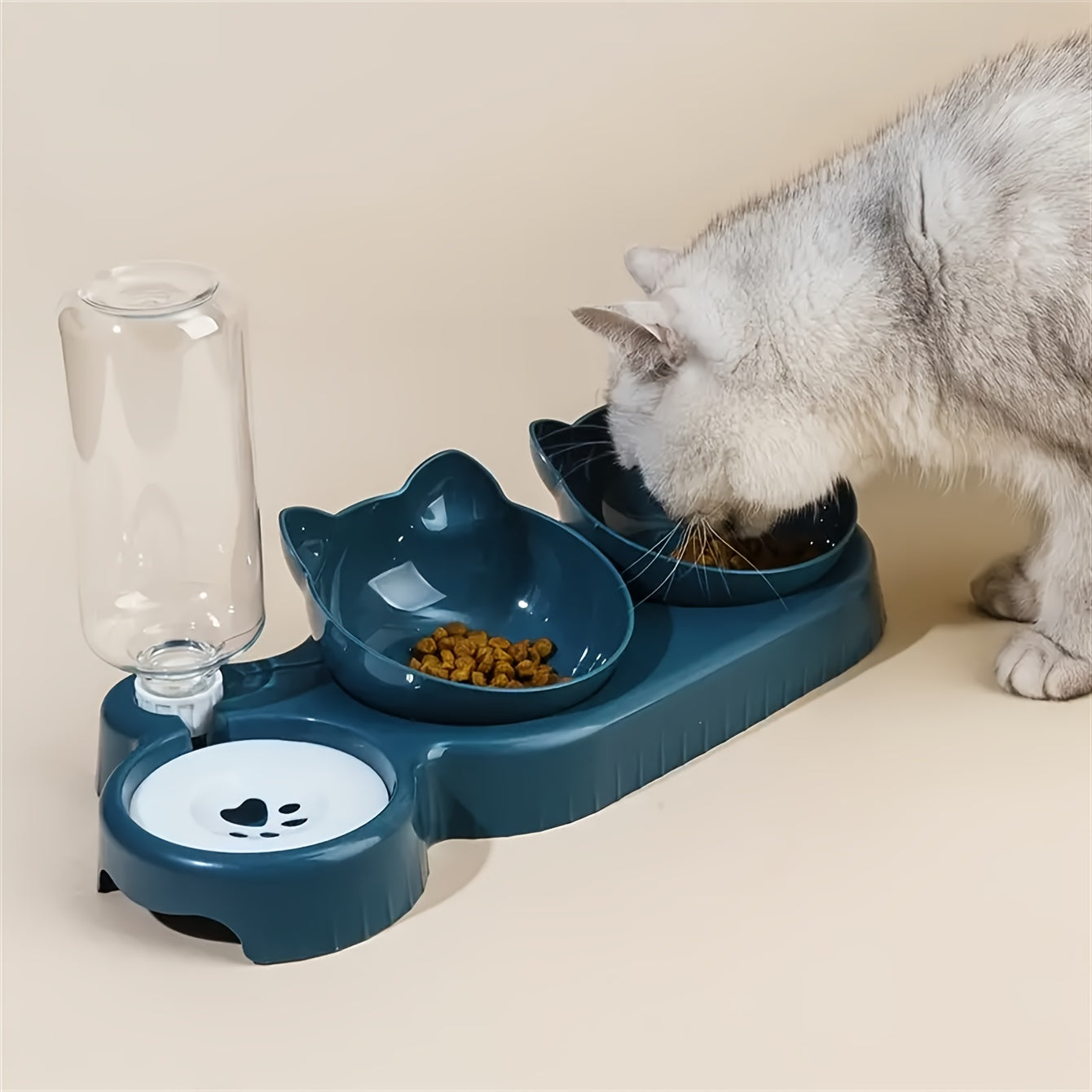Elevated Double Pet Bowl Set with Automatic Water Feeder and Gravity Water Bottle