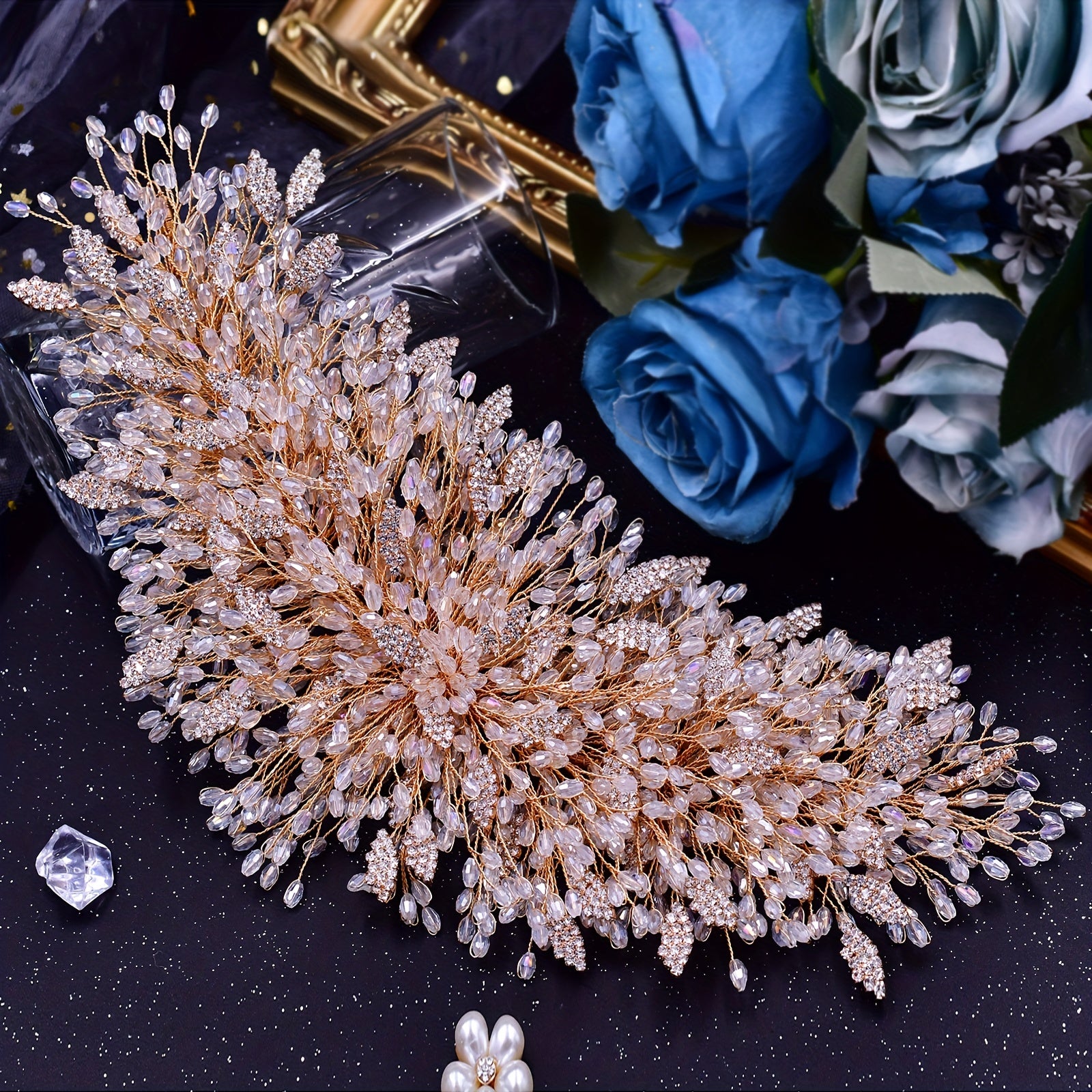 Multilayer Rhinestone Bridal Headband with Crystal Embellishments for Weddings