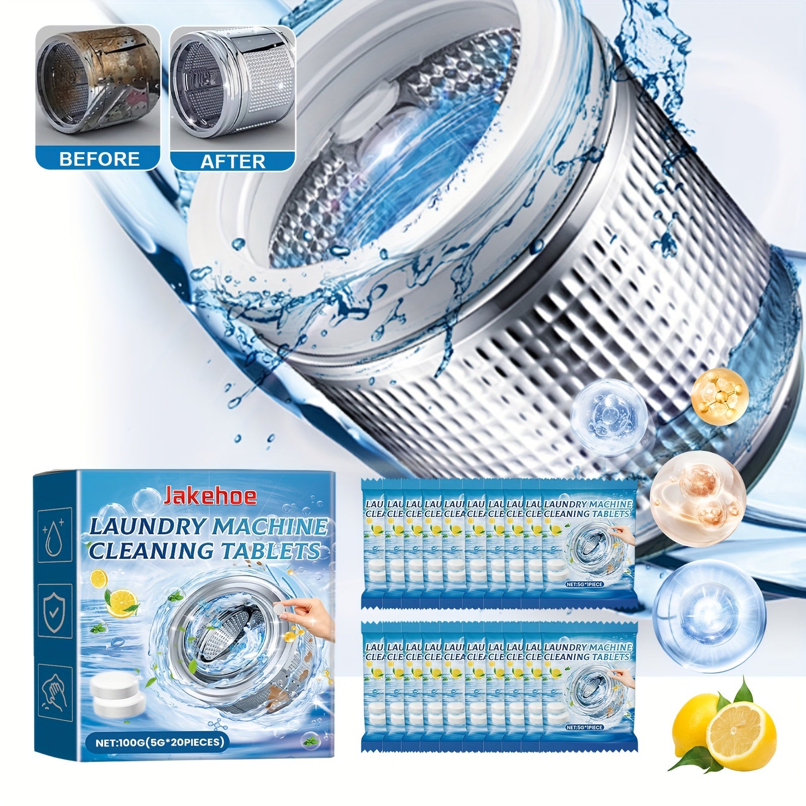 20 Laundry Machine Cleaning Tablets for RVs and Homes Deep Clean Odor Removal