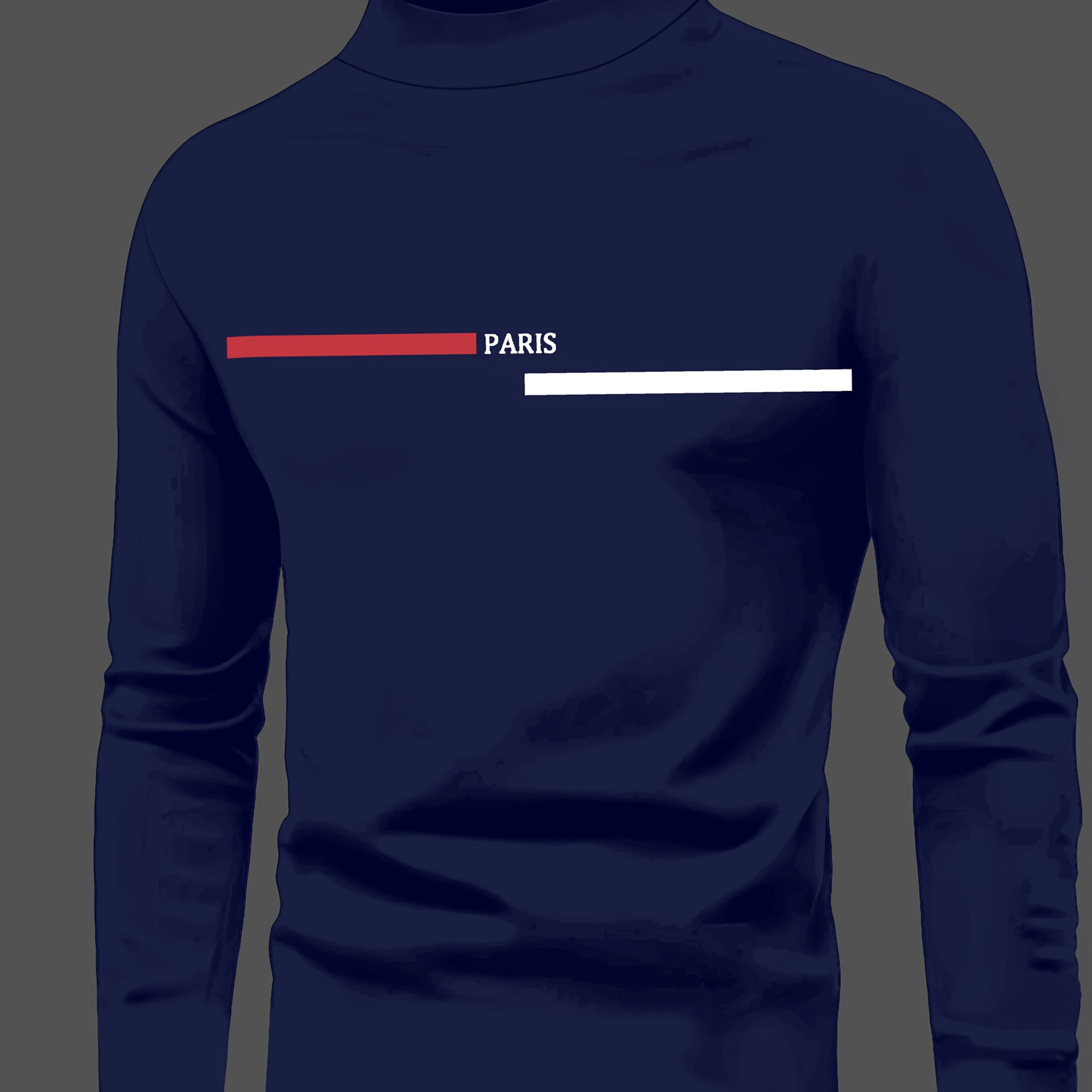 Men's Long Sleeve T-Shirt with Paris Print Crew Neck Knit Polyester Casual Top for Spring Fall