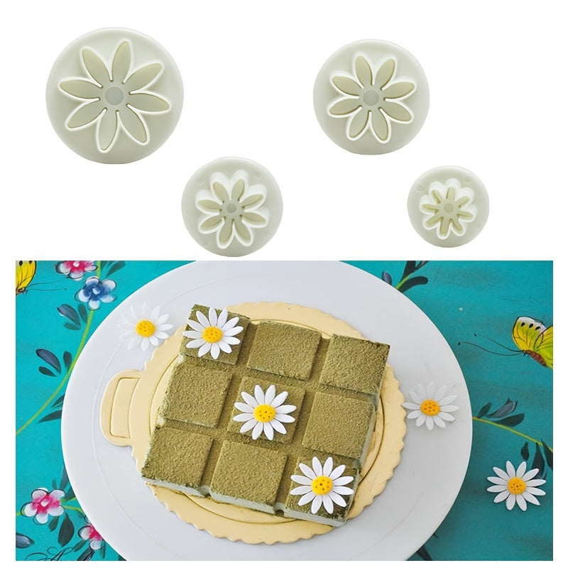 Set of 4 Flower-Shaped Fondant Molds for Cookies and Candy Baking Tools