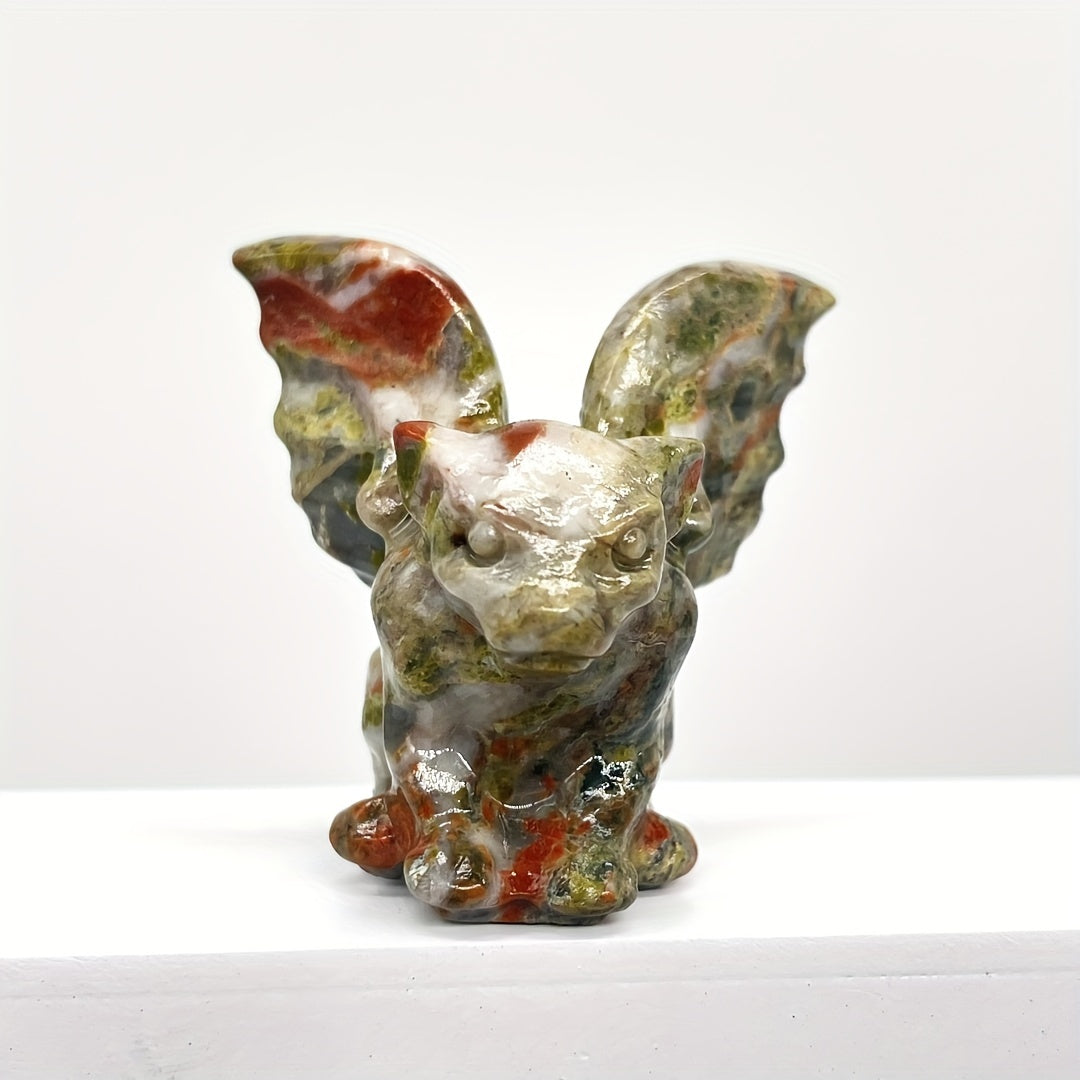 Uy bezaklari va ofis stol aksessuarlari uchun tabiiy kristall gargoyle haykali