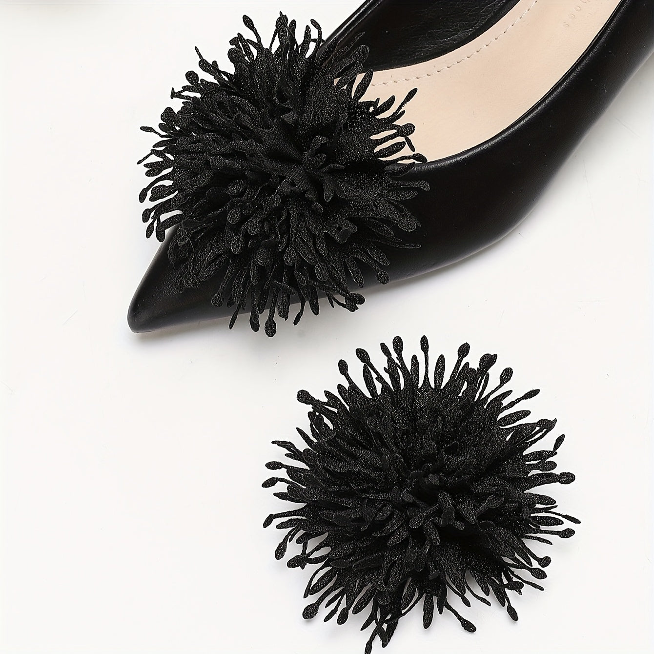 Women's Black PVC Shoe Clips with Floral Design for Shoes, Removable, Fashion Accessory