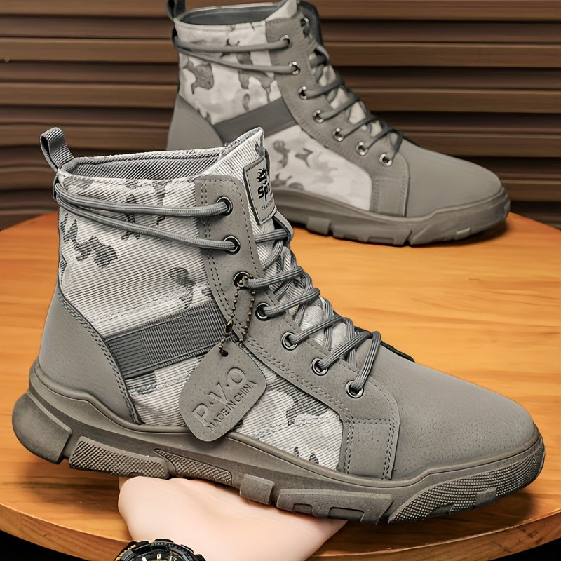 Мужские камуфляжные короткие ботинки для походов с шнуровкой в повседневном стиле
