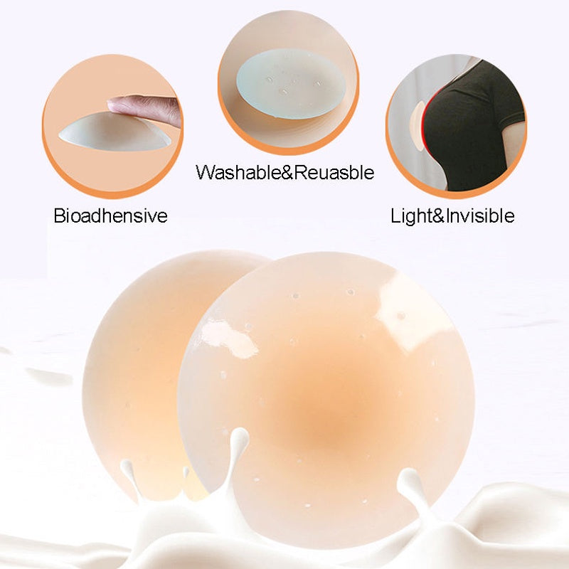 Breathable Reusable Silicone Nipple Covers Seamless Adhesive Beige for Women