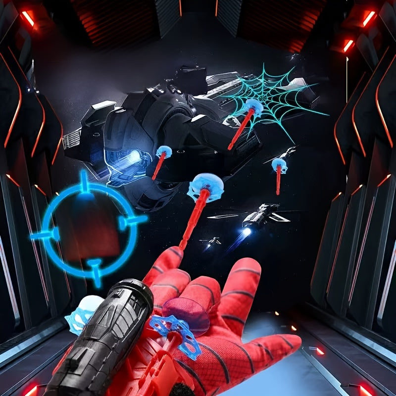 Kids' Spider Shooting Toy Set with Wrist Launcher and Red Black Plastic