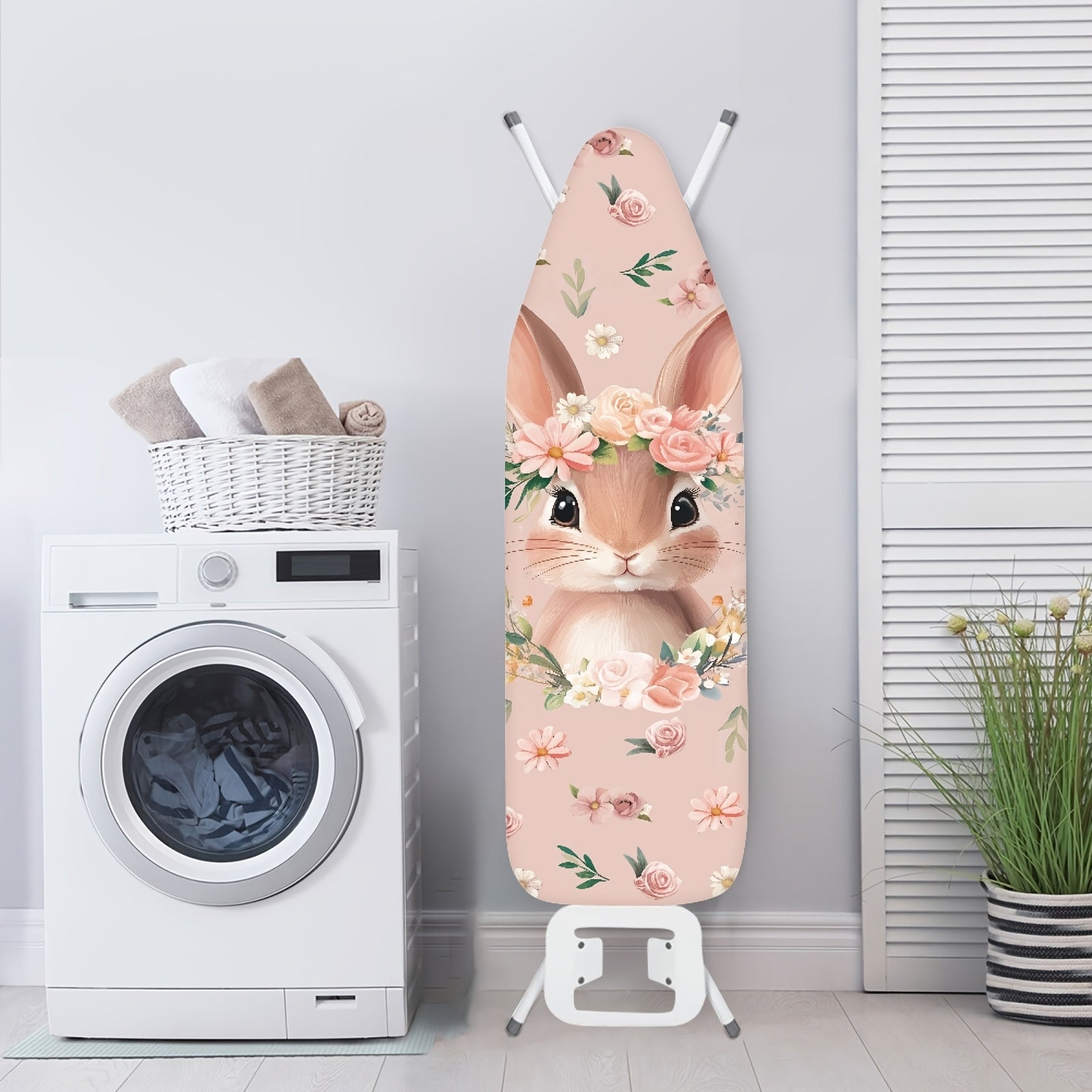 Funda para tabla de planchar a prueba de polvo, tamaño estándar, diseño floral con vaca de las tierras altas