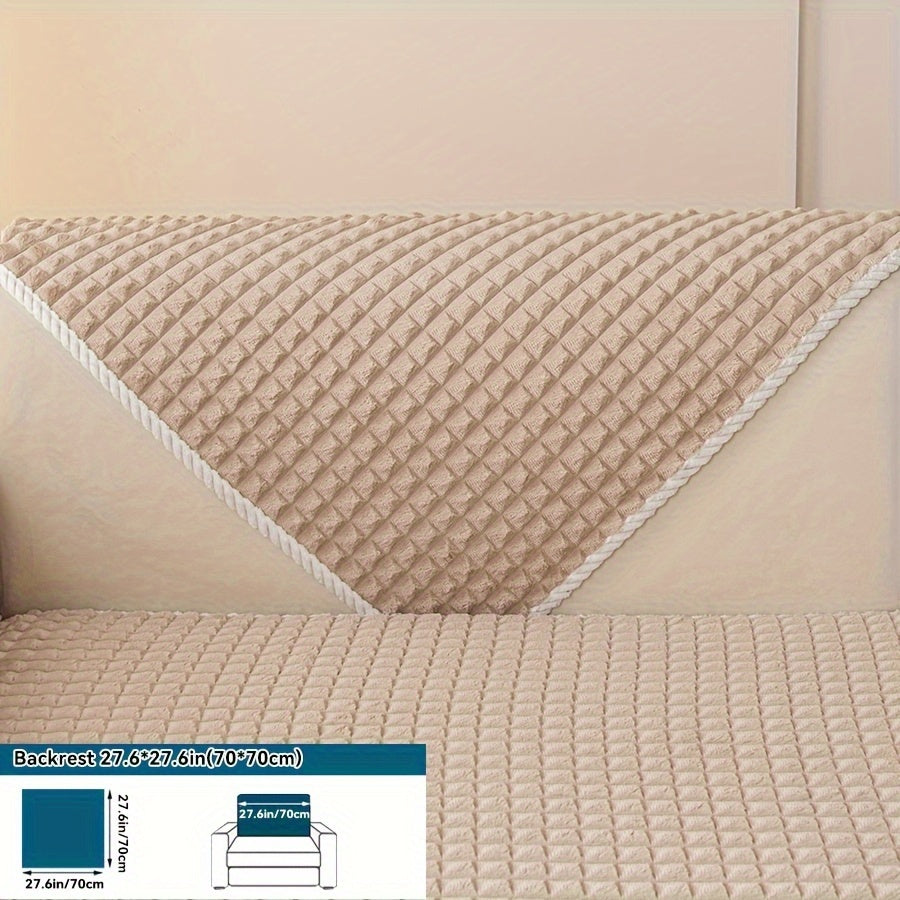 Plaid plush divan qoplamasi, sirpanmas dizayn bilan, hayvonlar uchun va barcha mavsumlar uchun mukammal. Turli xil mebellar uchun mos keladi.