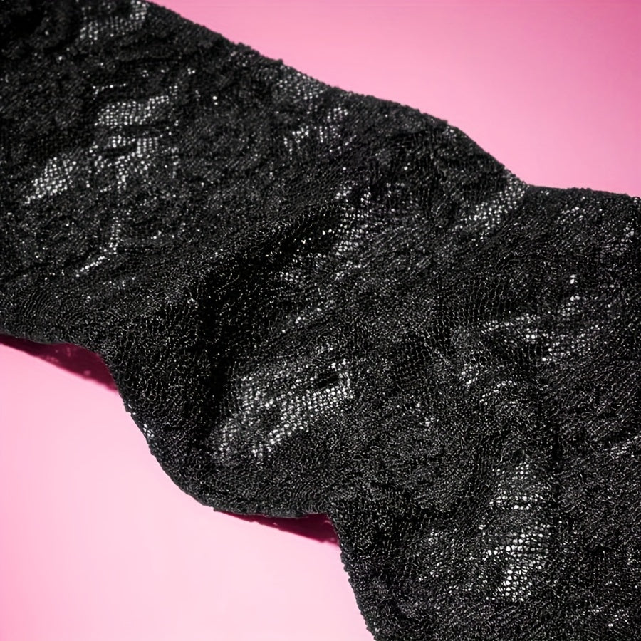 Women's Black Lace Gloves Long Mesh Veil for Wedding Bridal Party