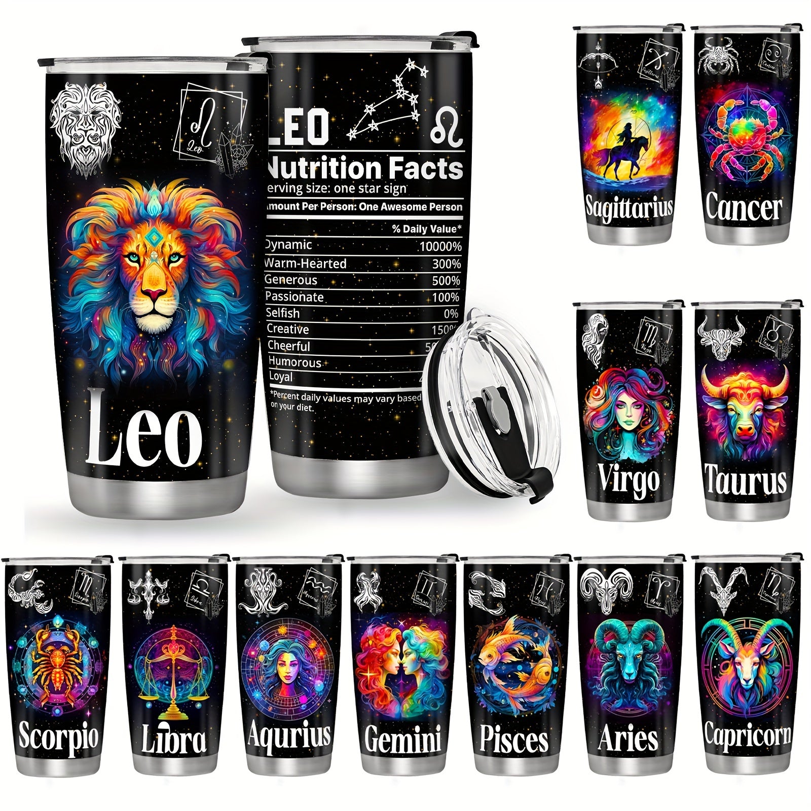 Stainless Steel Zodiac Mug Double Wall Insulated Astrology Gift