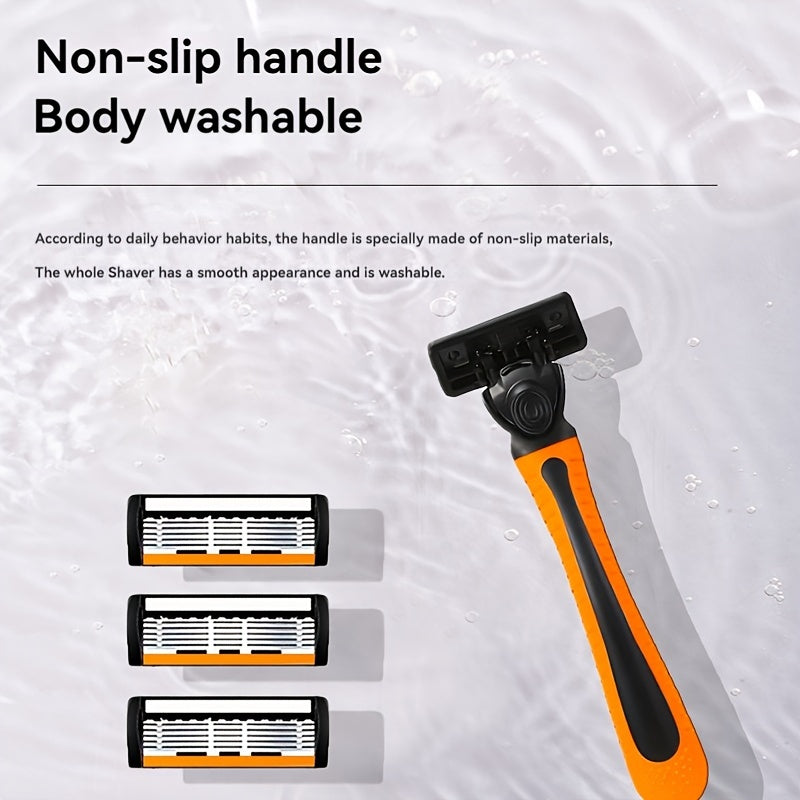 Ergonomik sirpanmaydigan metall tutqichli xavfsizlik qirrish to'plami erkaklar uchun, o'tkir va mustahkam pichoq bilan - otaga silliq qirrish tajribasi uchun mukammal sovg'a.