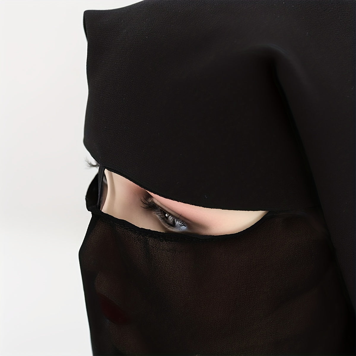 Ladies Black Chiffon Niqab Breathable Sun Protection Face Veil