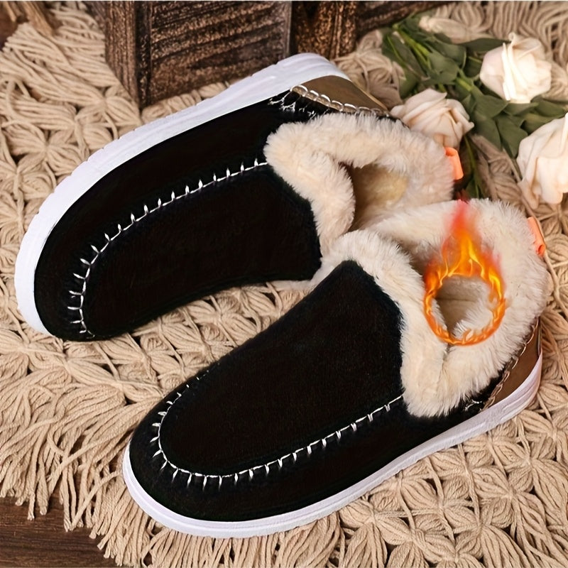 Women's Winter Snow Boots Fleece Lined Ankle Slip-On Waterproof Rubber