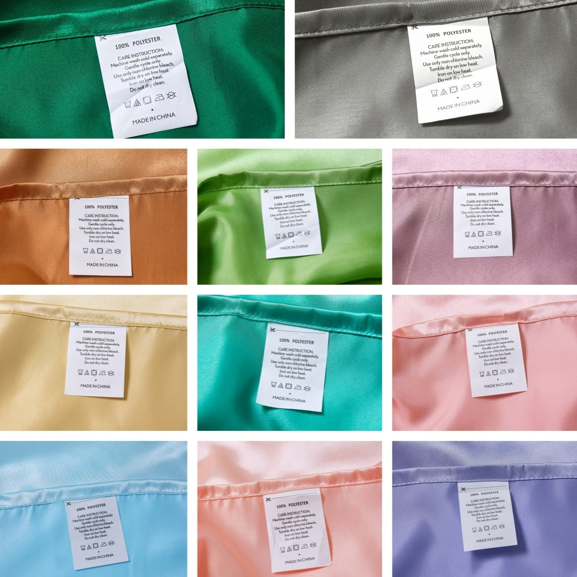 Set of 2 Satin Pillowcases in Multiple Colors 100% Polyester Envelope Closure