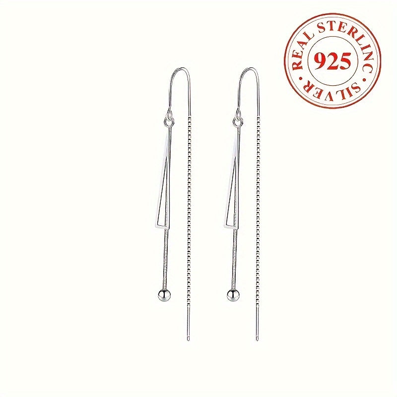 Sterling Silver Triangle Dangle Earrings Hypoallergenic Vintage Jewelry for Women