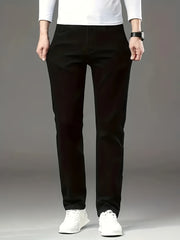 Plus Size Black Stretchy Straight Leg Men's Jeans All-Season Casual Business