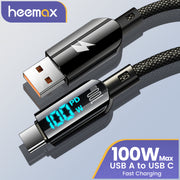 100W USB-A to Type C Fast Charging Data Cable for Smartphones and Devices