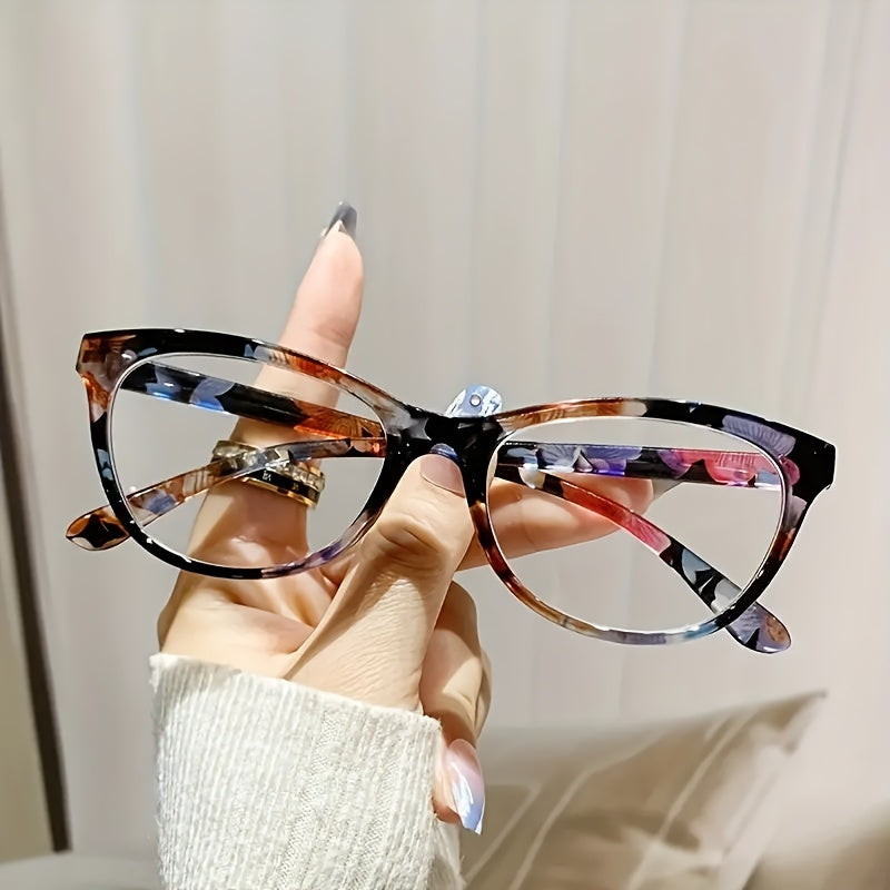 Juego de 2 gafas de lectura para mayores de montura completa con forma de ojo de gato, almohadillas nasales y estampado clásico