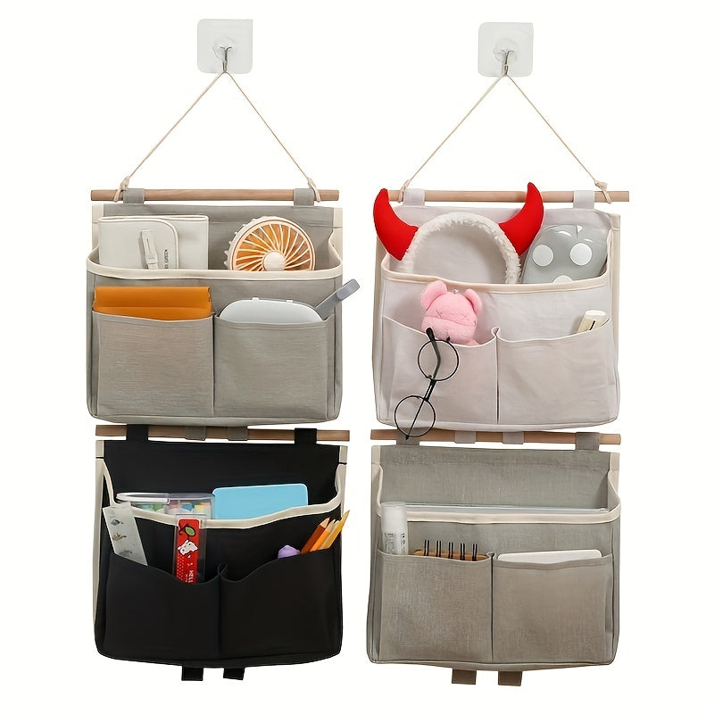Wall-Mounted Ramie Cotton Hanging Bag for Kitchen Bathroom Closet Storage