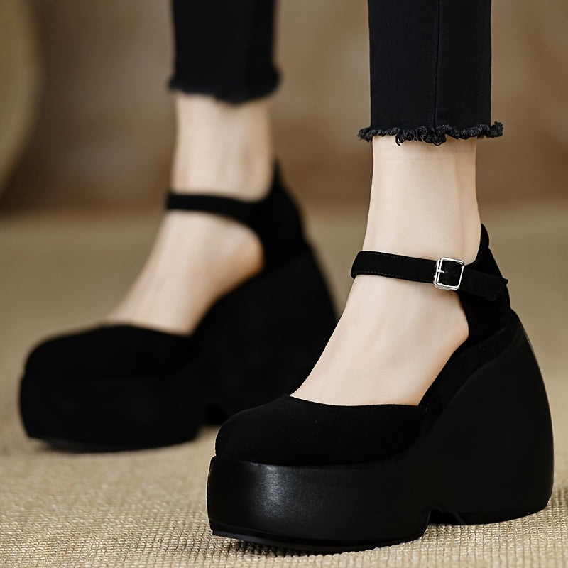 Women's Chunky Platform High Heel Sandals Black Summer Casual Formal