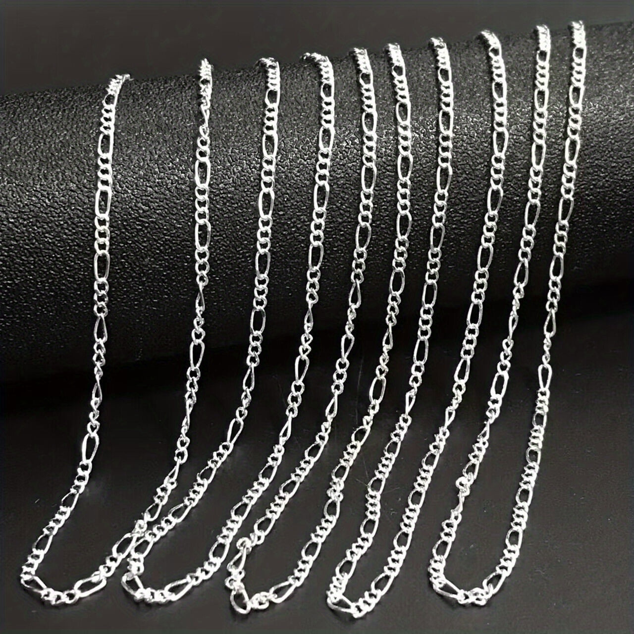 Silver Plated Link Chain Necklace Set for Jewelry Making 16-30 Inch 5 Pieces