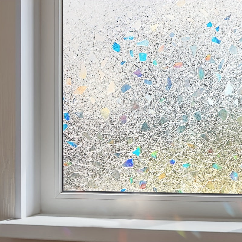 Privacy Window Film Cling Sticker 3D Rainbow Vinyl for Glass Doors Bathrooms